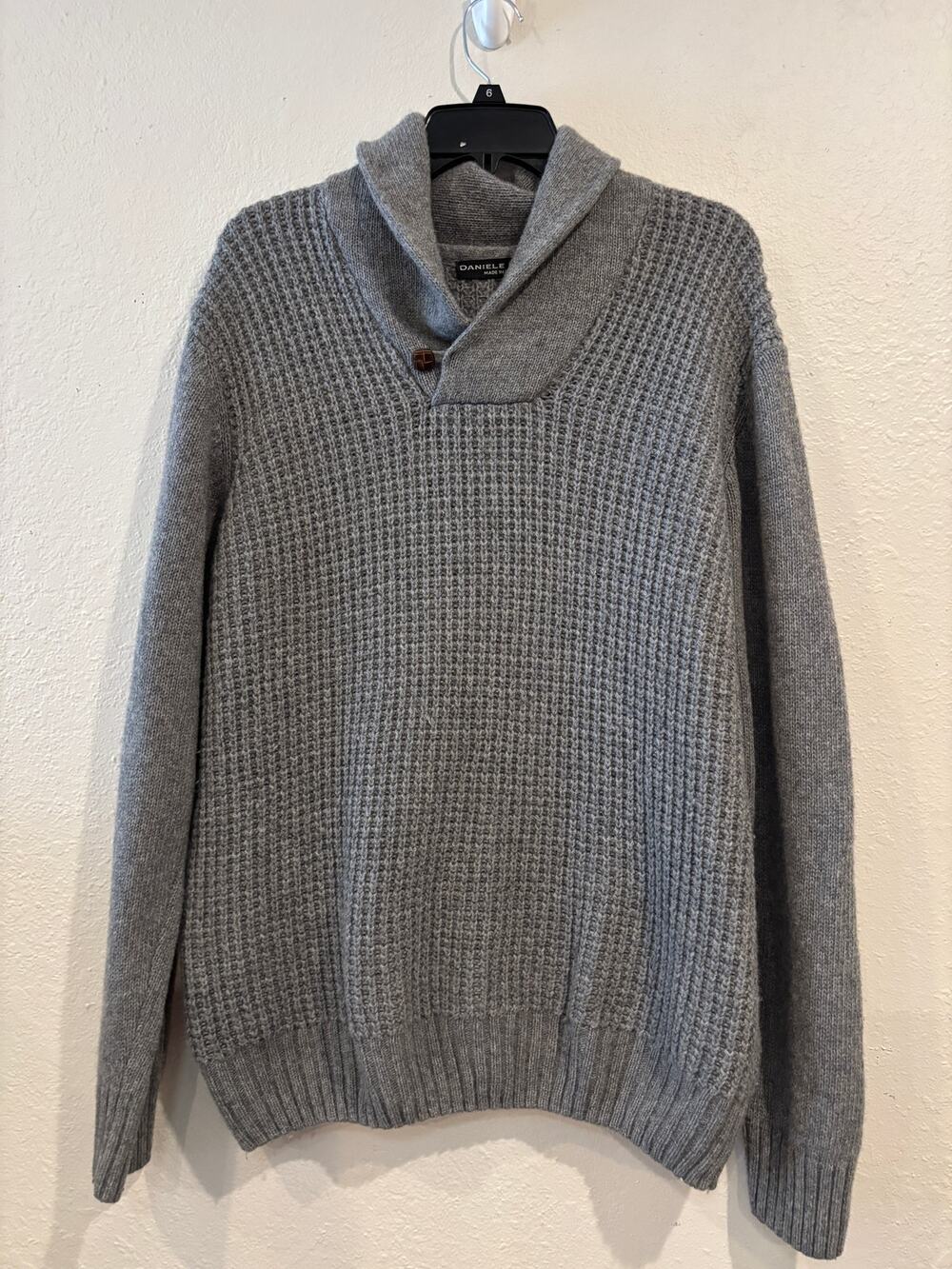 Daniele Blasi Sweater Wool Blend Shawl Collar Gray Men Sz XL Italy